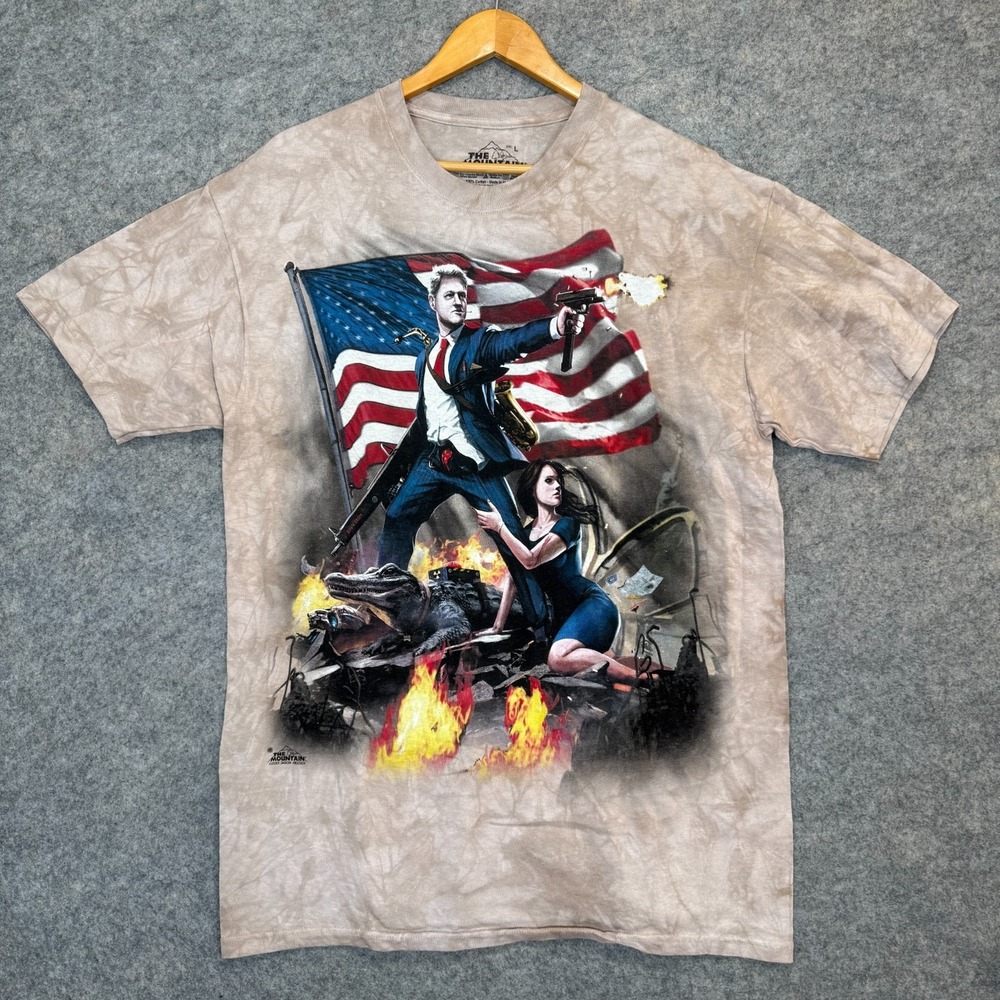 Vintage The Mountain Bill Clinton Patriotic Graphic Tee Adult Large Flag Gator‎